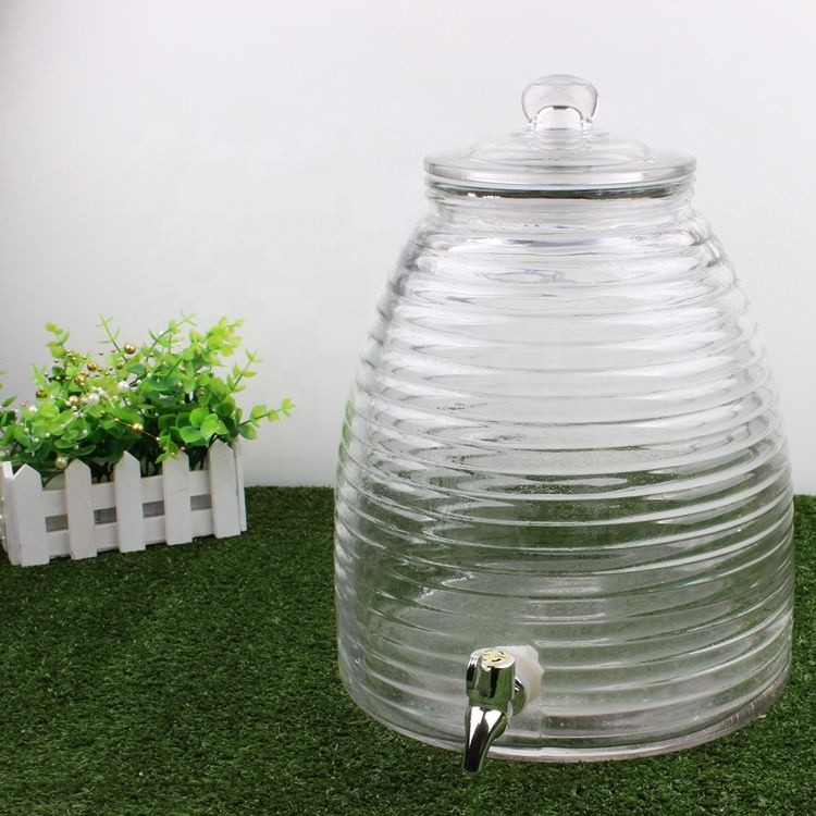 Popular Cone Shaped Glass Beverage Dispenser with Metal Stand