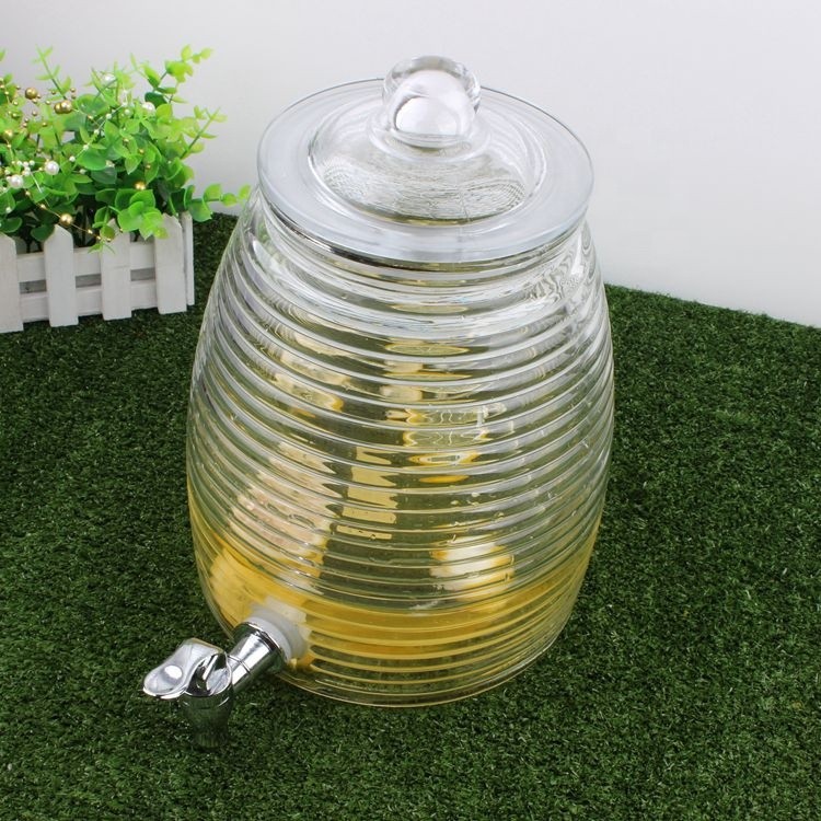 Popular Cone Shaped Glass Beverage Dispenser with Metal Stand