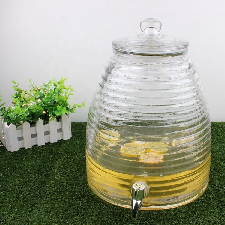 Popular Cone Shaped Glass Beverage Dispenser with Metal Stand