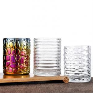 Recycle Glass Transparent Embossing Round Glass Candle Jars