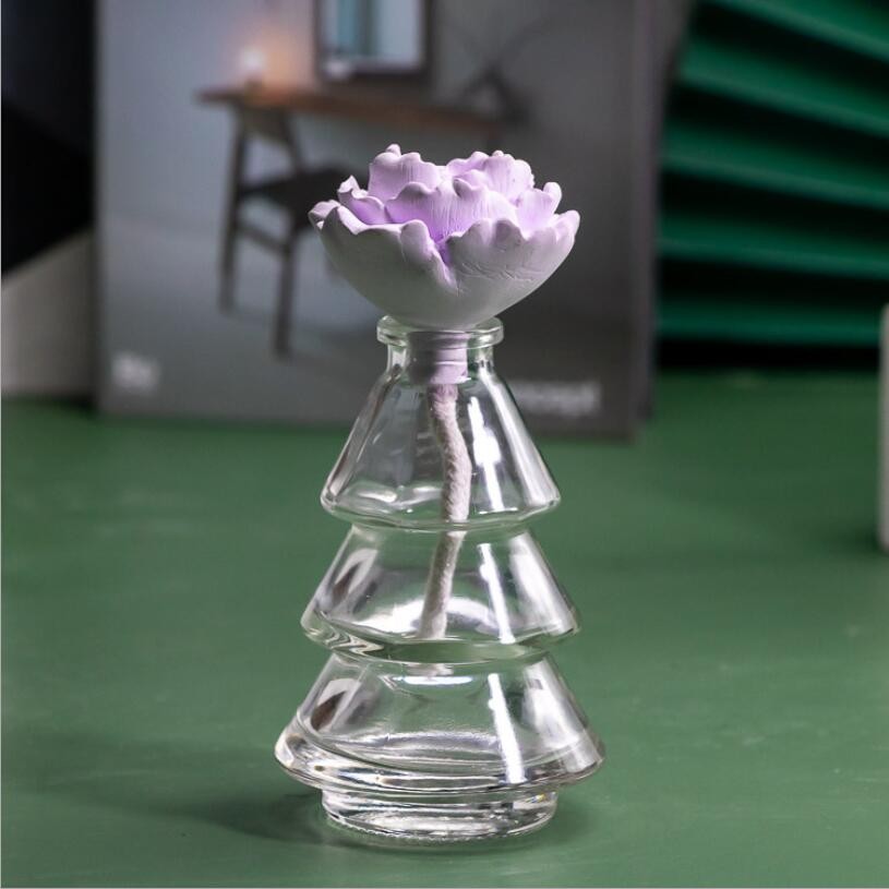 Round Pine Tree Diffuser Glass Bottle Reed Diffuser Bottle with Glass Cork
