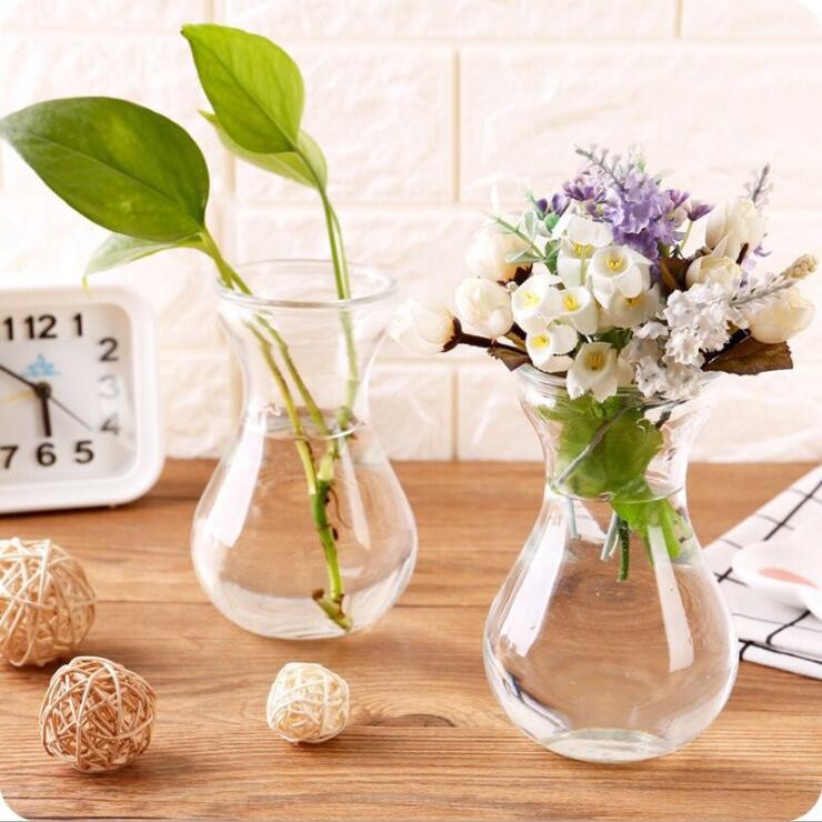 Small Hydroponics Hyacinth Flower Glass Vessel Glass Vase for Office