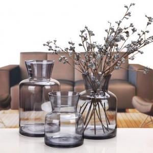 Smoky Gray Flower Glass Vase Standard Modern Cyrillic Glass Vase
