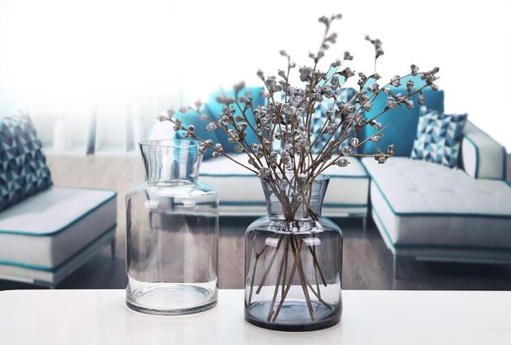 Smoky Gray Flower Glass Vase Standard Modern Cyrillic Glass Vase