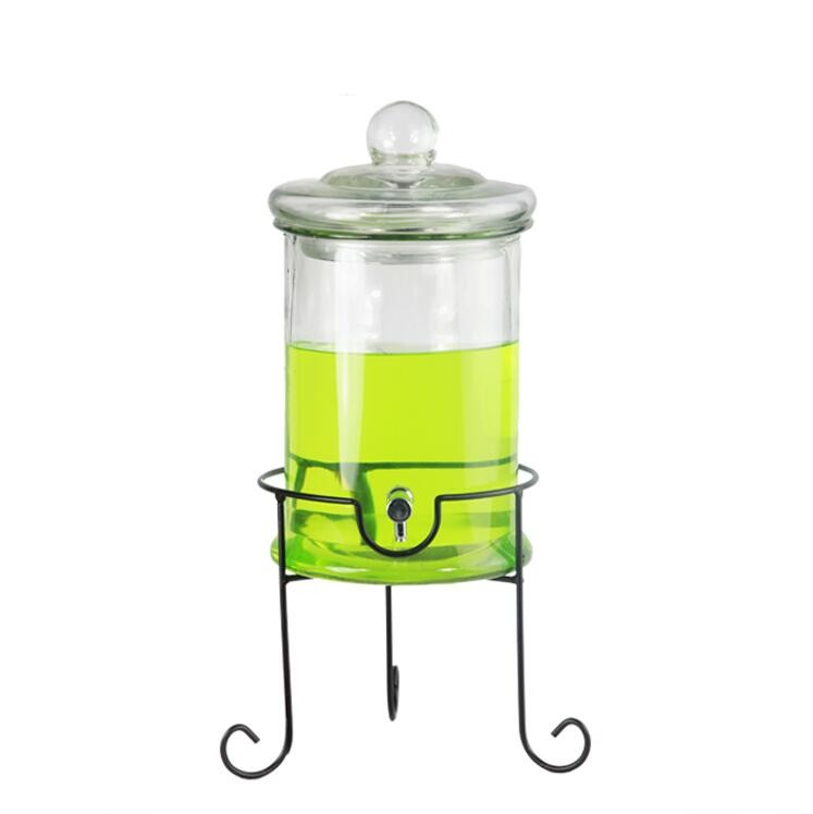 Special Shaped Clear Glass Bottle Beverage Juice Wine Dispenser with Tap