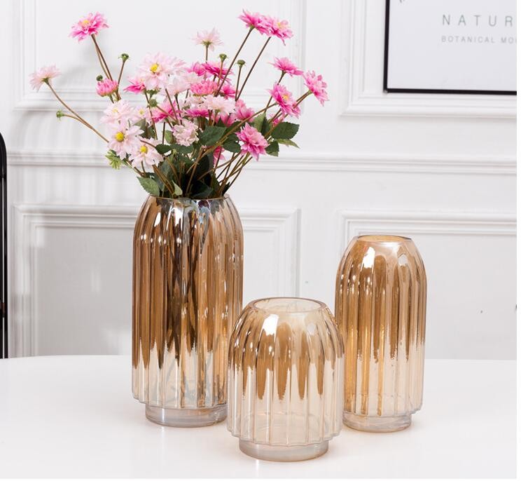 Stripe Decorative Nordic Modern Flower Glass Vase