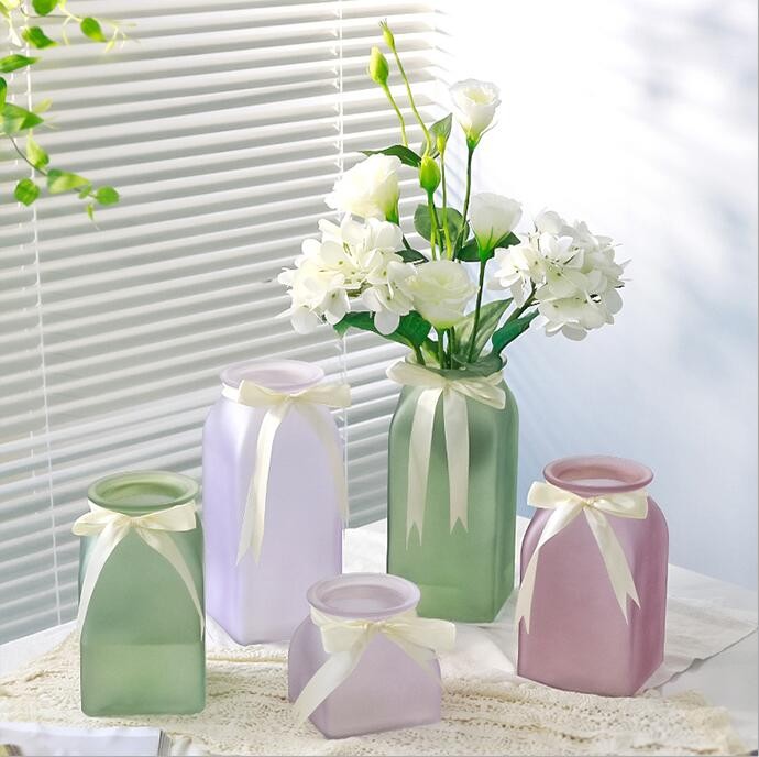 Tall White Flower Glass Vase Home Decor Hot Sale Flower Glass Vase
