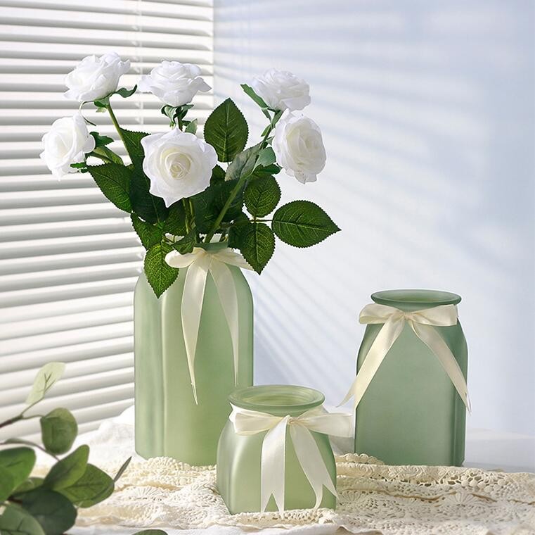 Tall White Flower Glass Vase Home Decor Hot Sale Flower Glass Vase