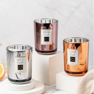 Unique Empty Customized Label Luxury Electroplated Glass Candle Jar