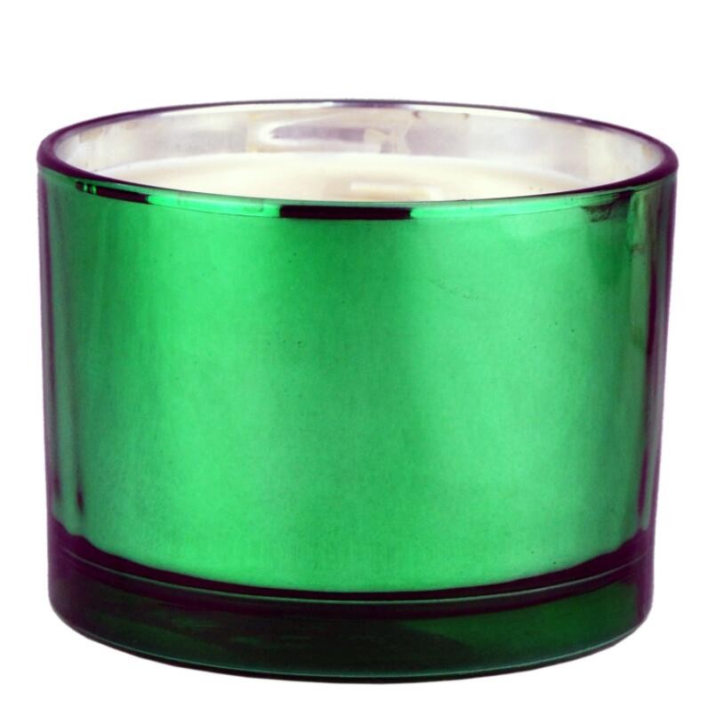 Unique Marbling Large 3 Wickes Glass Candle Container Wide Mouth Glass Candle Jars