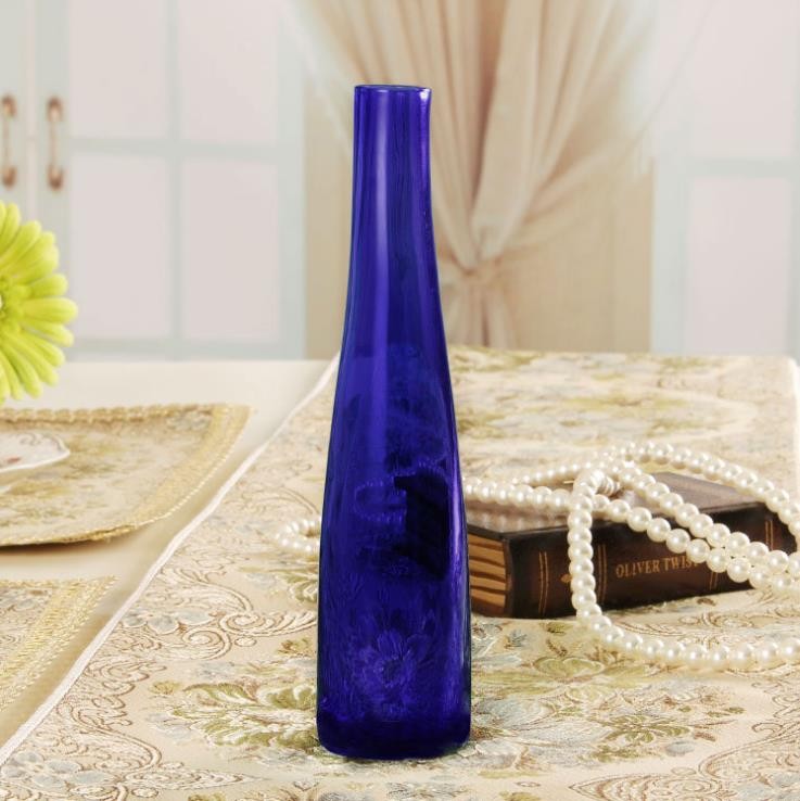 Wholesale Centerpieces Colored Tall Vases Machine Made Long Neck Glass Vase