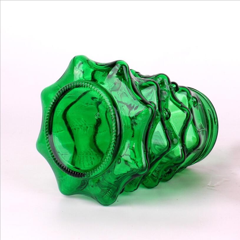 Wholesale Decorative Tree Shape Glass Candle Holder Green and Red Glass Candle Jar for Party