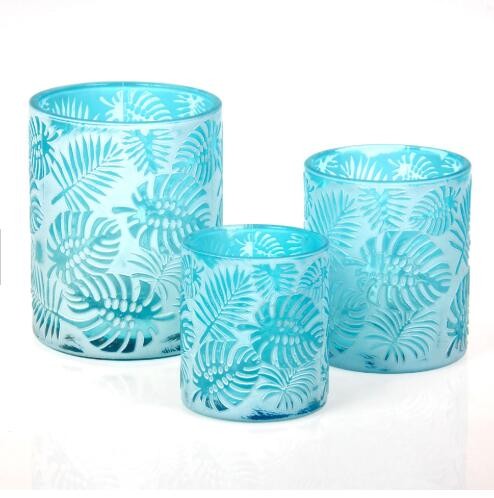 Wholesale Different Size Customized Decorative Embossed Candle Jar Empty for Home Decoration