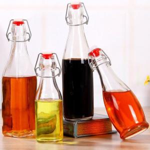Wholesale Juice Bottle with Airtight Lid Kitchen Bottle for Oil Sauce Vinegar