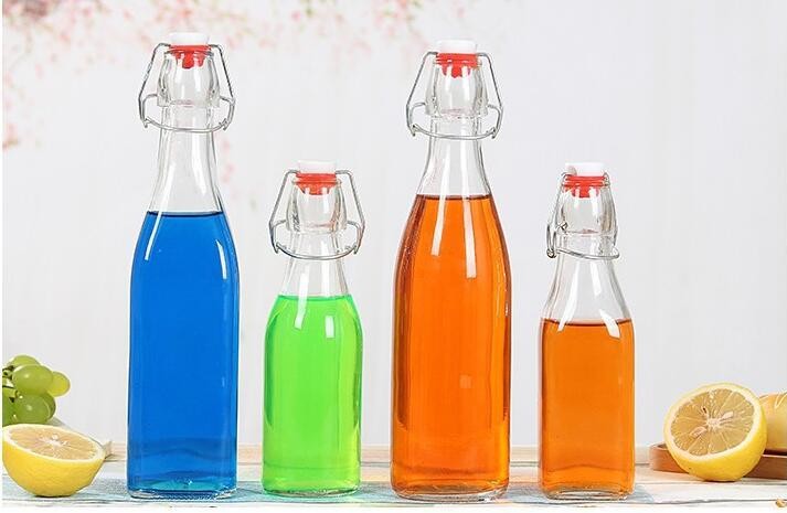 Wholesale Juice Bottle with Airtight Lid Kitchen Bottle for Oil Sauce Vinegar