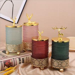 Wholesale Luxury Glass Jar Birthday Present Candle Jar with Lid and Metal Set