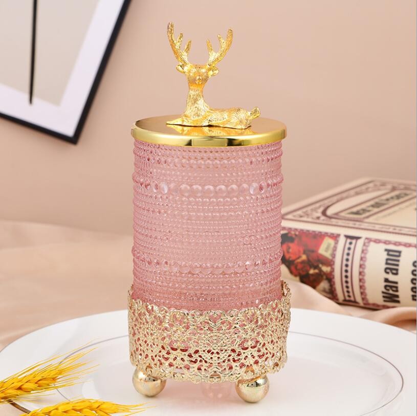 Wholesale Luxury Glass Jar Birthday Present Candle Jar with Lid and Metal Set