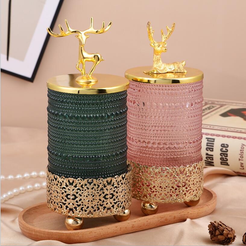 Wholesale Luxury Glass Jar Birthday Present Candle Jar with Lid and Metal Set