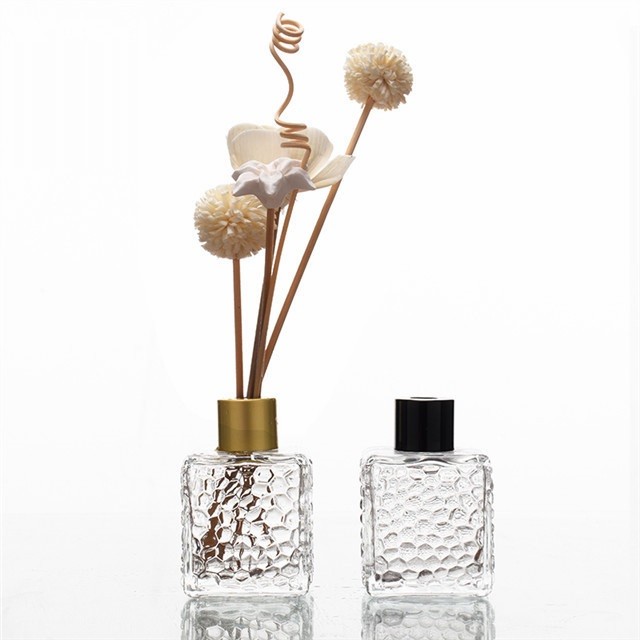 Wholesale Private Logo Clear Square Rattan Reed Diffuser Glass Bottle with Gift Box