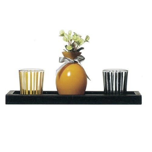 Glass Tealight  Glass Candle Holder with Colored Stripe