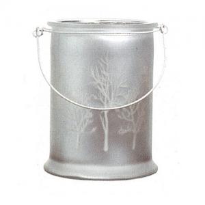 White Glass Hurricane Candle Holder with Metal Handle