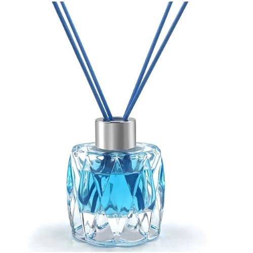 Unique Polyhedral Clear Glass Reed Aroma Diffuser Bottle With Screw Cap