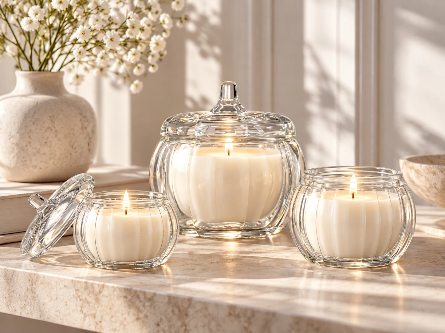1200ml Pumpkin Glass Candle Jar with Glass Lid — product detail