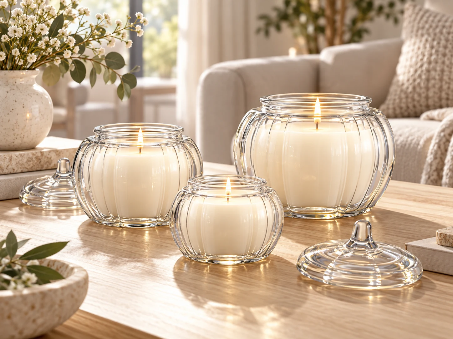 275ml Pumpkin Glass Candle Jar with Glass Lid — product detail