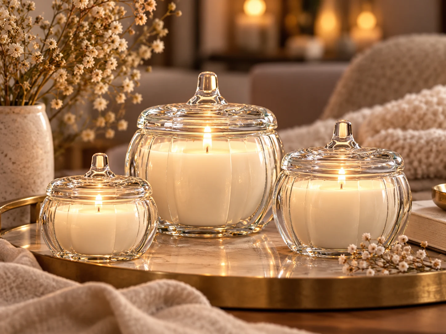 580ml Pumpkin Glass Candle Jar with Glass Lid — product detail