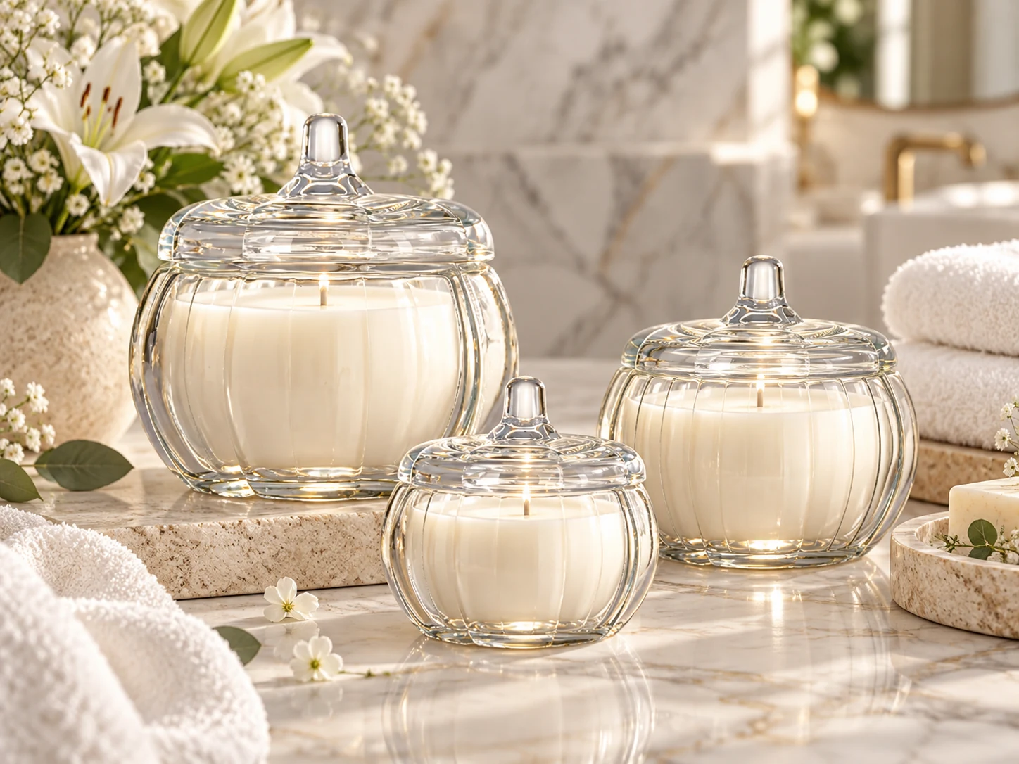 580ml Pumpkin Glass Candle Jar with Glass Lid — product detail