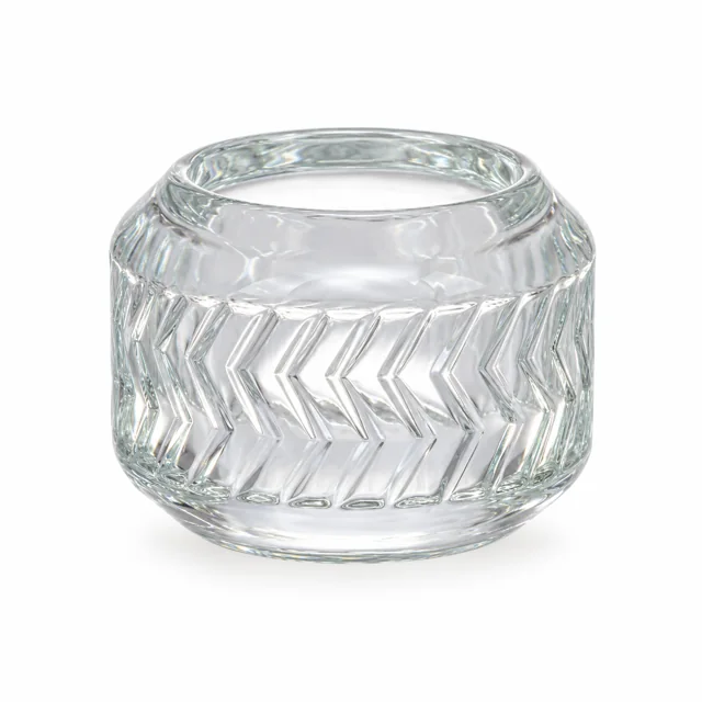120ml Chevron Round Glass Candle Holder - VSS-CH-01 — design a — clear
