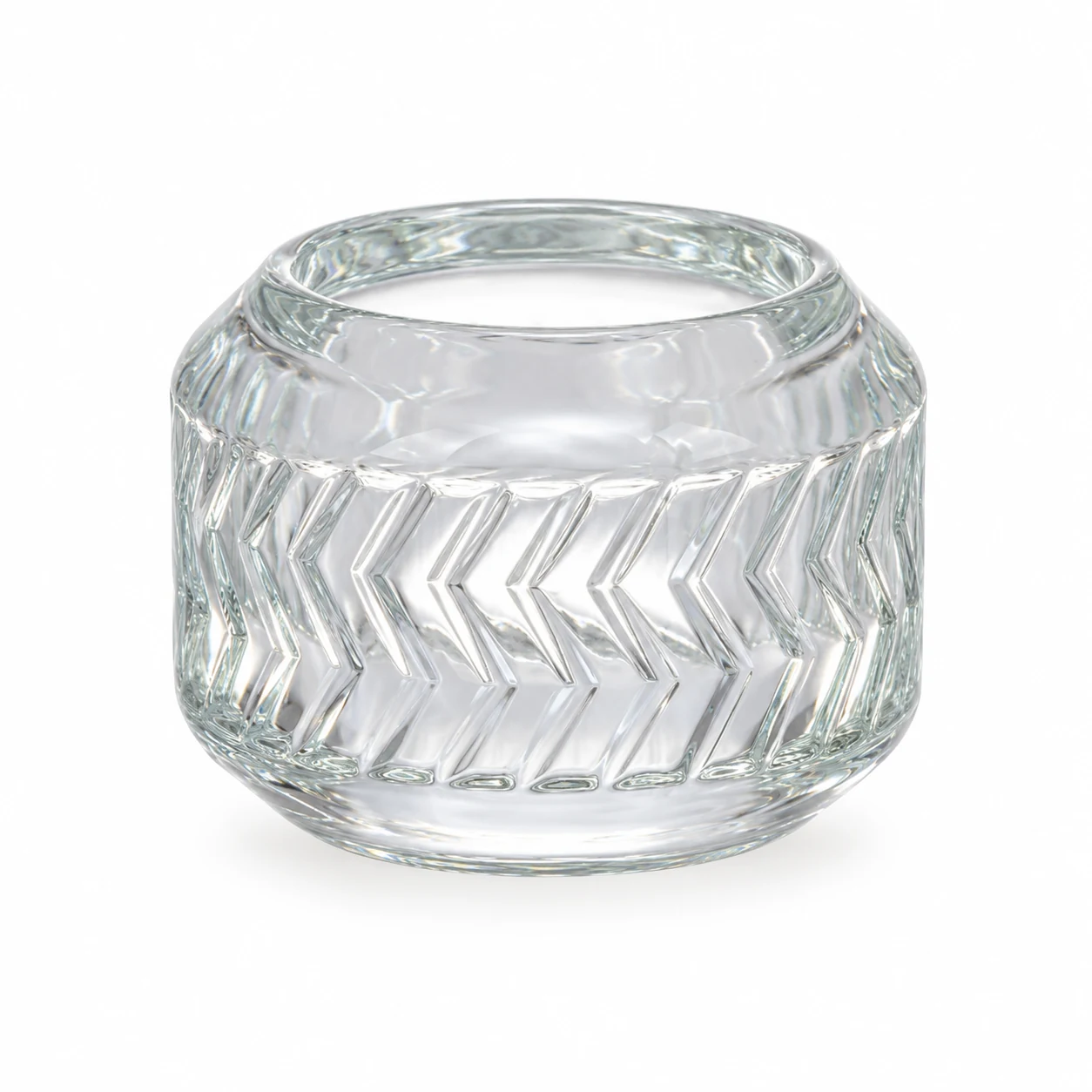 120ml Chevron Round Glass Candle Holder - VSS-CH-01 — design a — clear