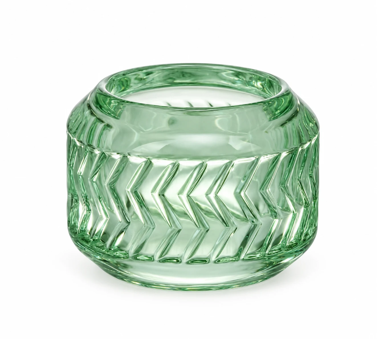 120ml Chevron Round Glass Candle Holder - VSS-CH-01 — design a — green