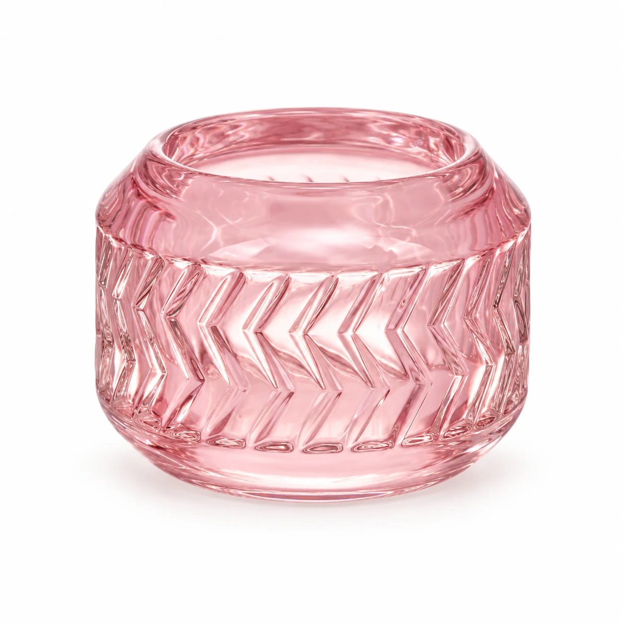 120ml Chevron Round Glass Candle Holder - VSS-CH-01 — design a — pink