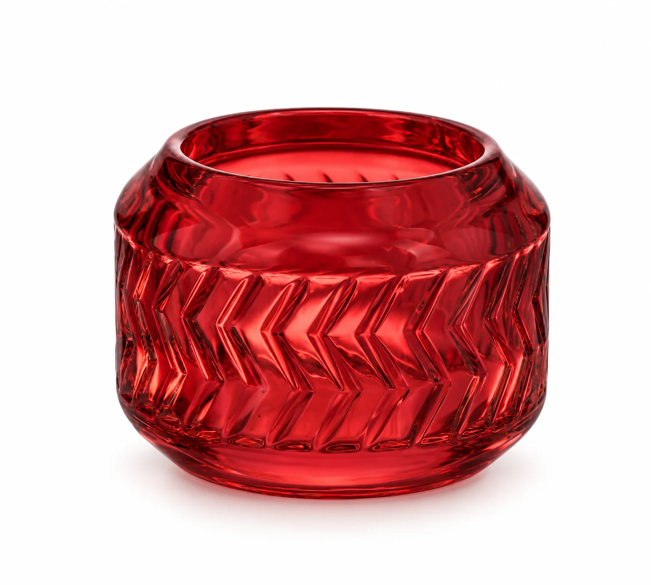 120ml Chevron Round Glass Candle Holder - VSS-CH-01 — design a — red