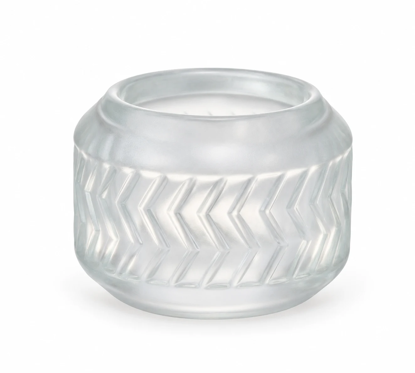 120ml Chevron Round Glass Candle Holder - VSS-CH-01 — design a — frosted