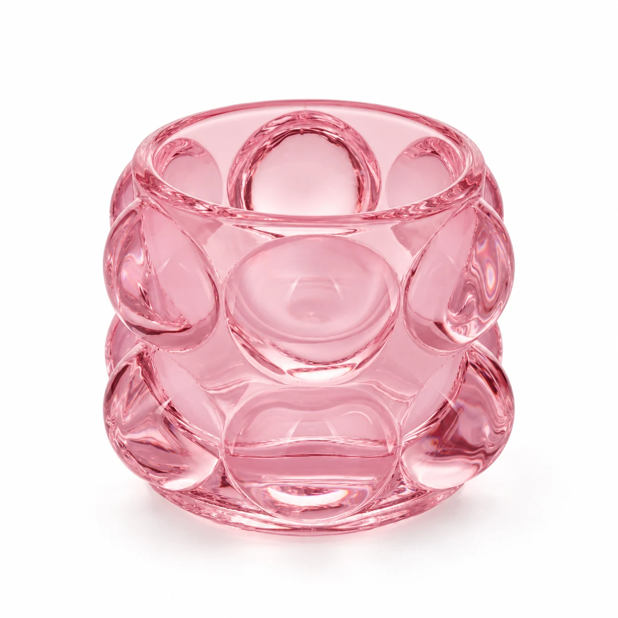 195ml Round Bubble Glass Candle Holder - VSS-CH-04 — pink