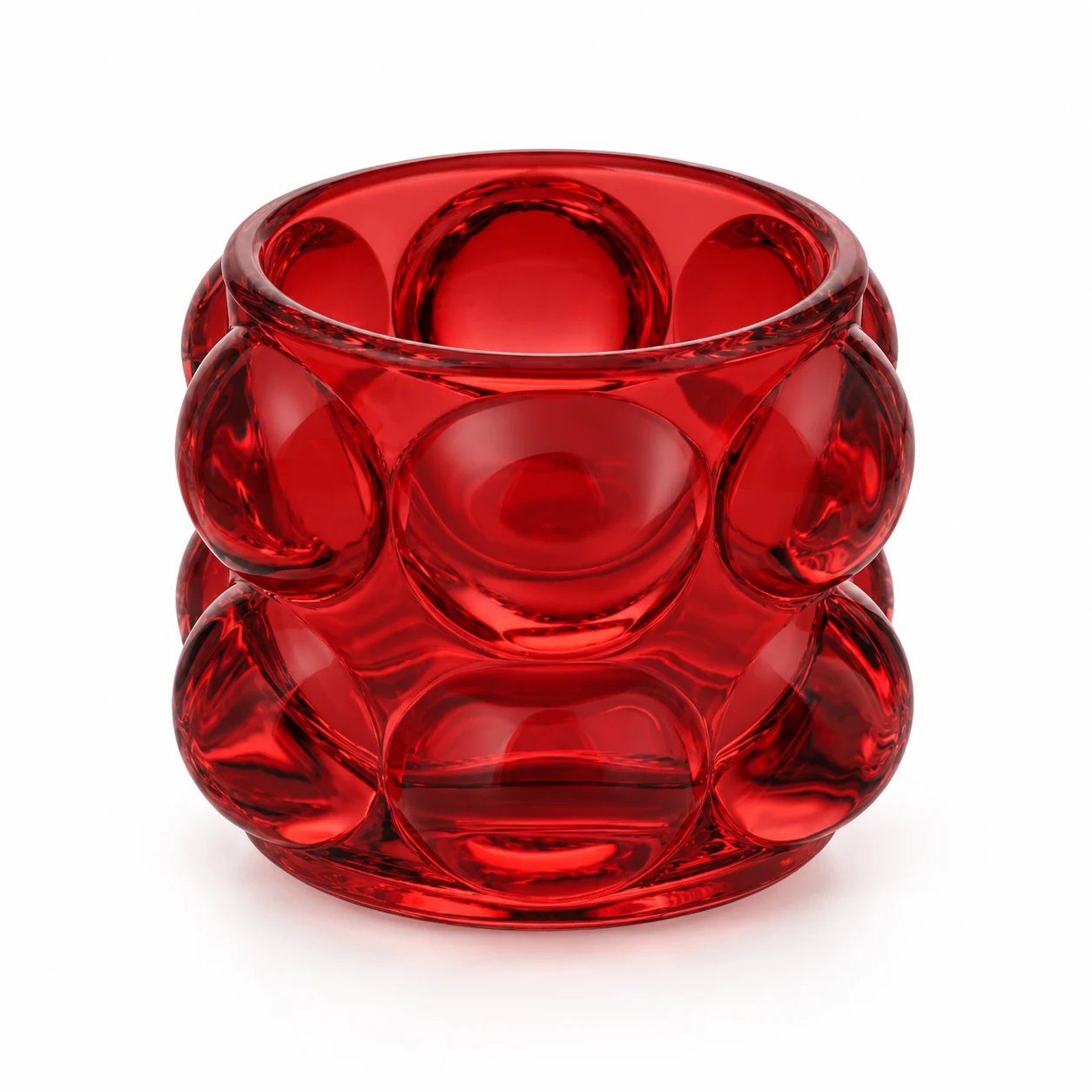 195ml Round Bubble Glass Candle Holder - VSS-CH-04 — red