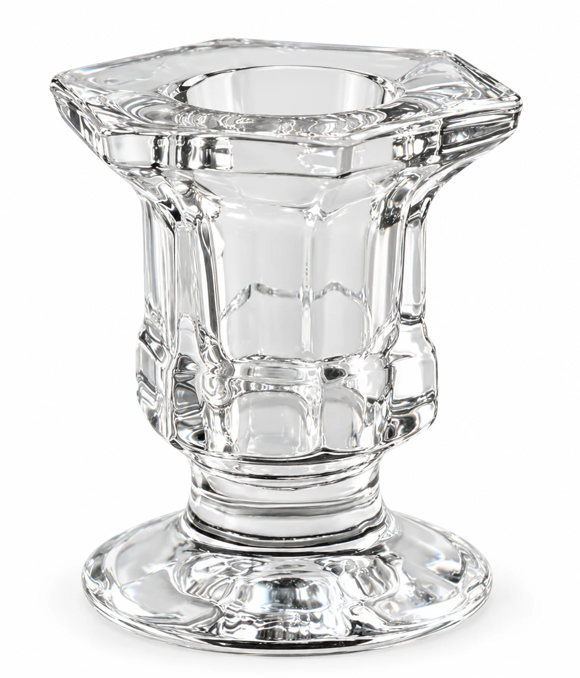 Faceted Pedestal Glass Candle Holder - VSS-CH-05 — clear