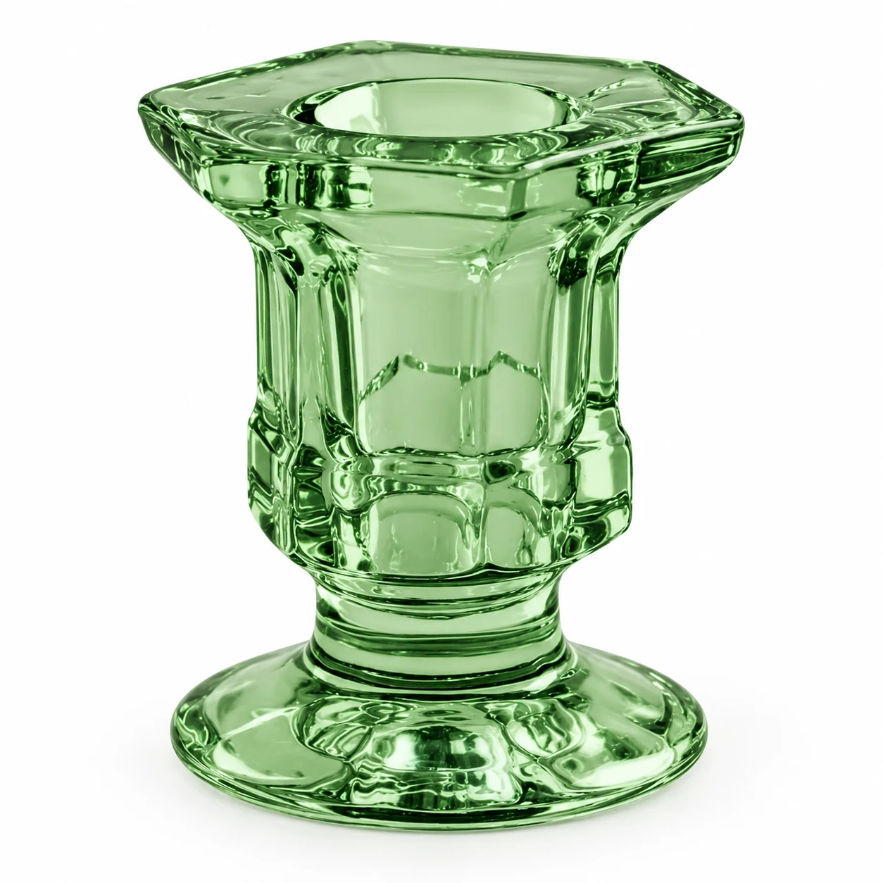 Faceted Pedestal Glass Candle Holder - VSS-CH-05 — green