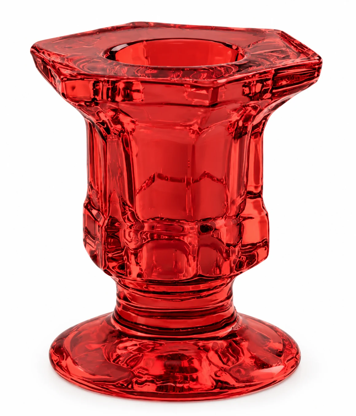 Faceted Pedestal Glass Candle Holder - VSS-CH-05 — red