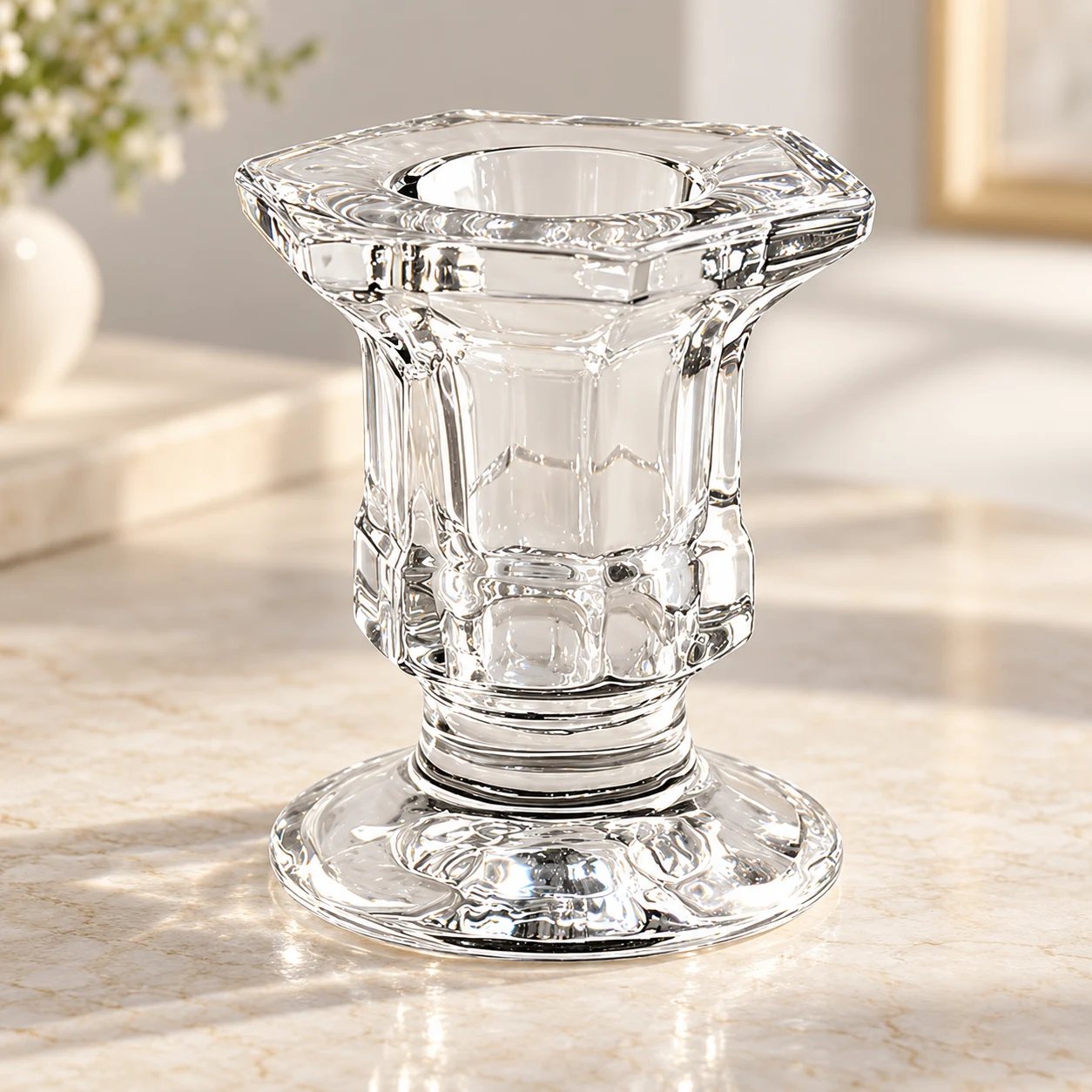 Faceted Pedestal Glass Candle Holder - VSS-CH-05 — lifestyle