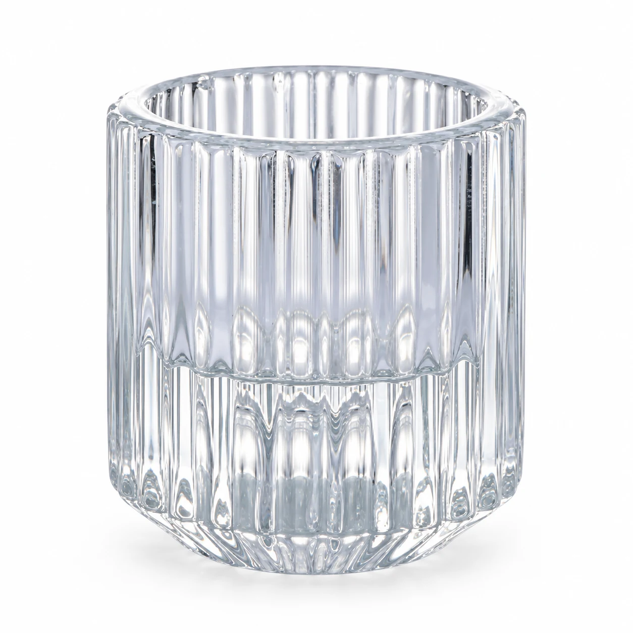 Fluted Glass Candle Holder - VSS-CH-06 — clear