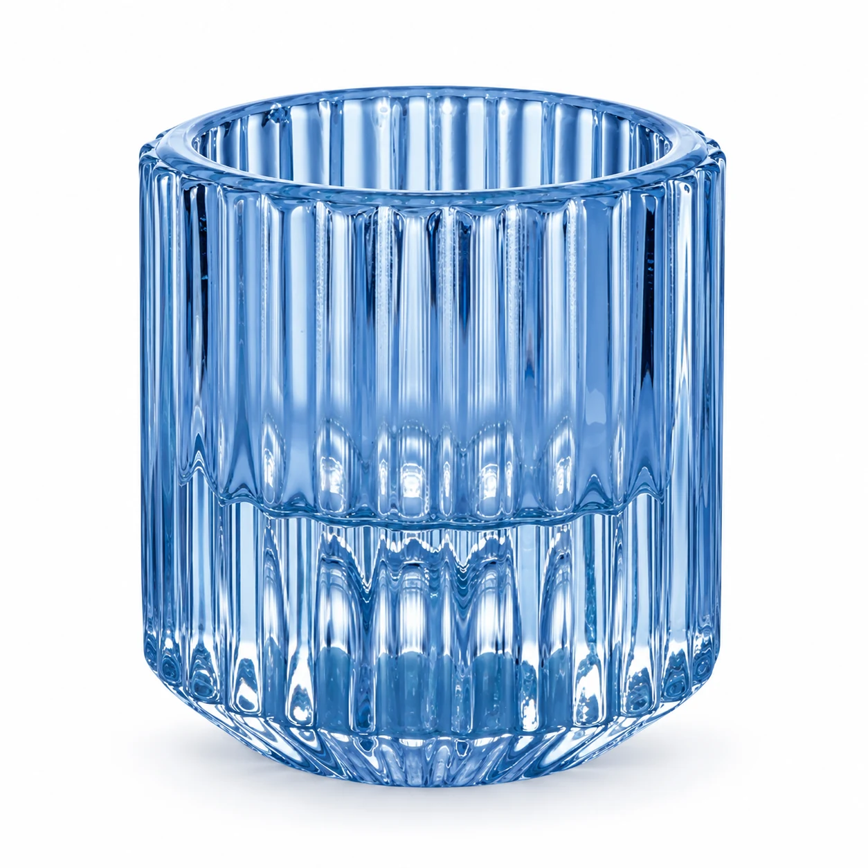 Fluted Glass Candle Holder - VSS-CH-06 — blue