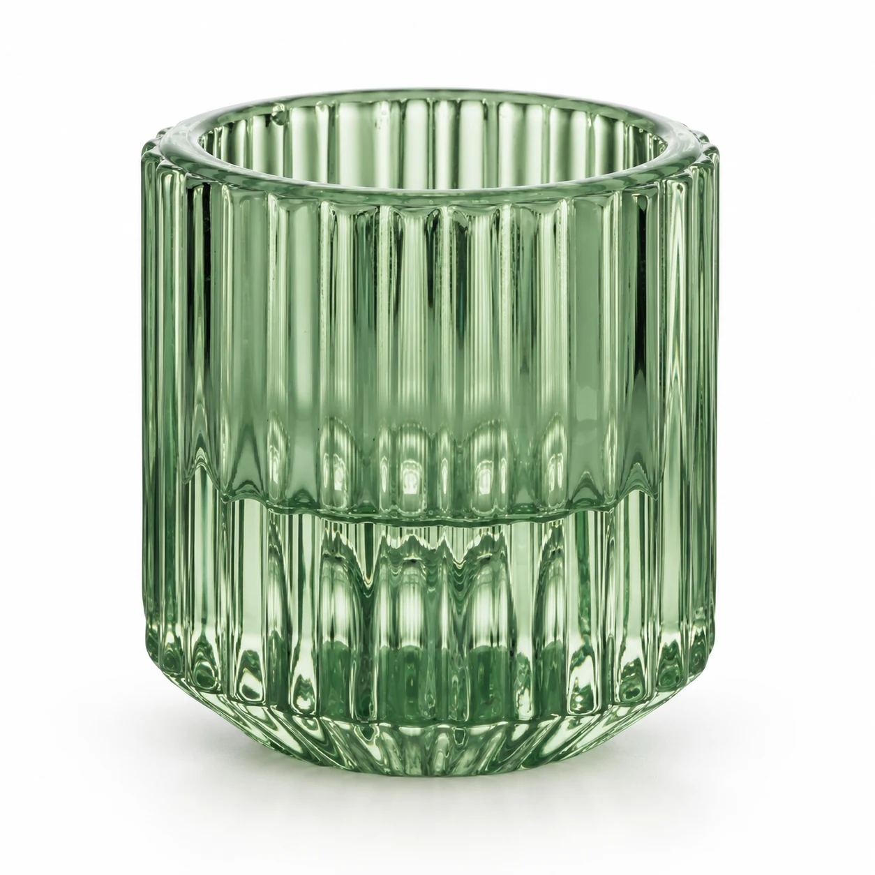 Fluted Glass Candle Holder - VSS-CH-06 — green