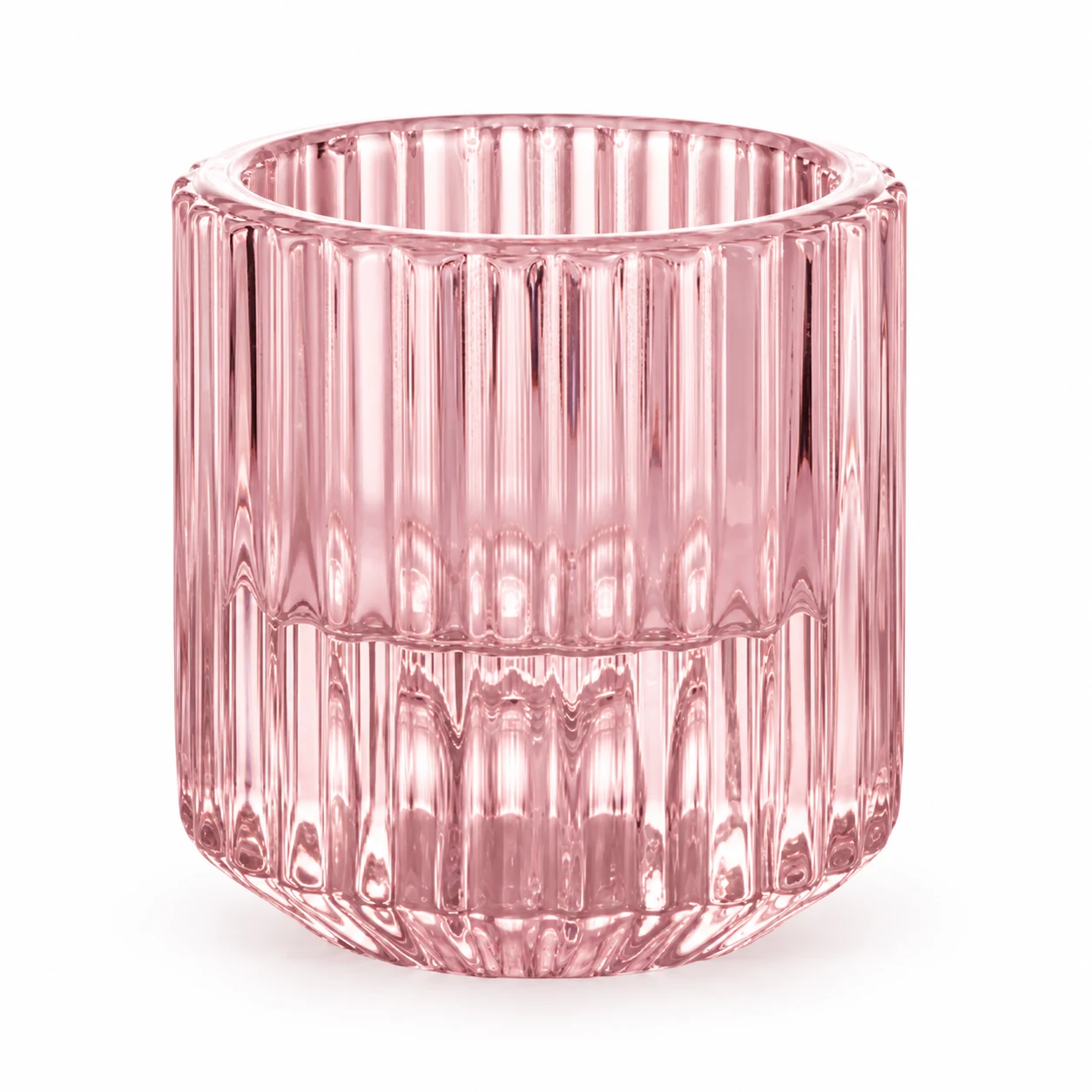 Fluted Glass Candle Holder - VSS-CH-06 — pink