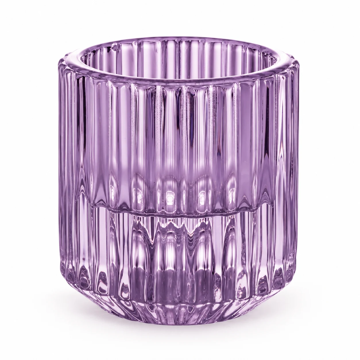 Fluted Glass Candle Holder - VSS-CH-06 — purple