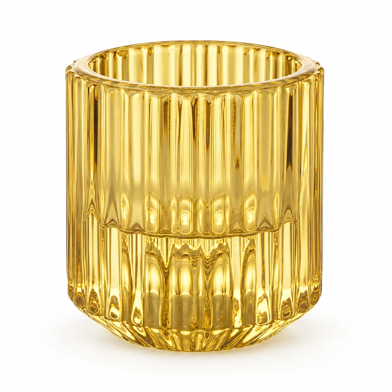 Fluted Glass Candle Holder - VSS-CH-06 — yellow
