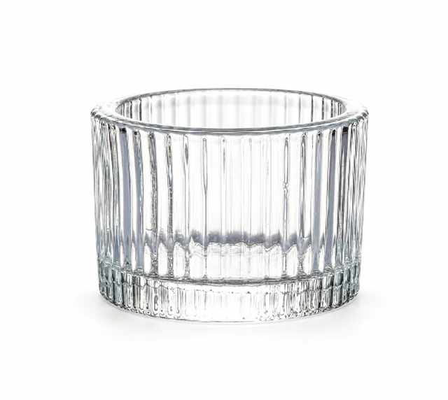 Ribbed Round Glass Candle Holder - VSS-CH-07 — clear