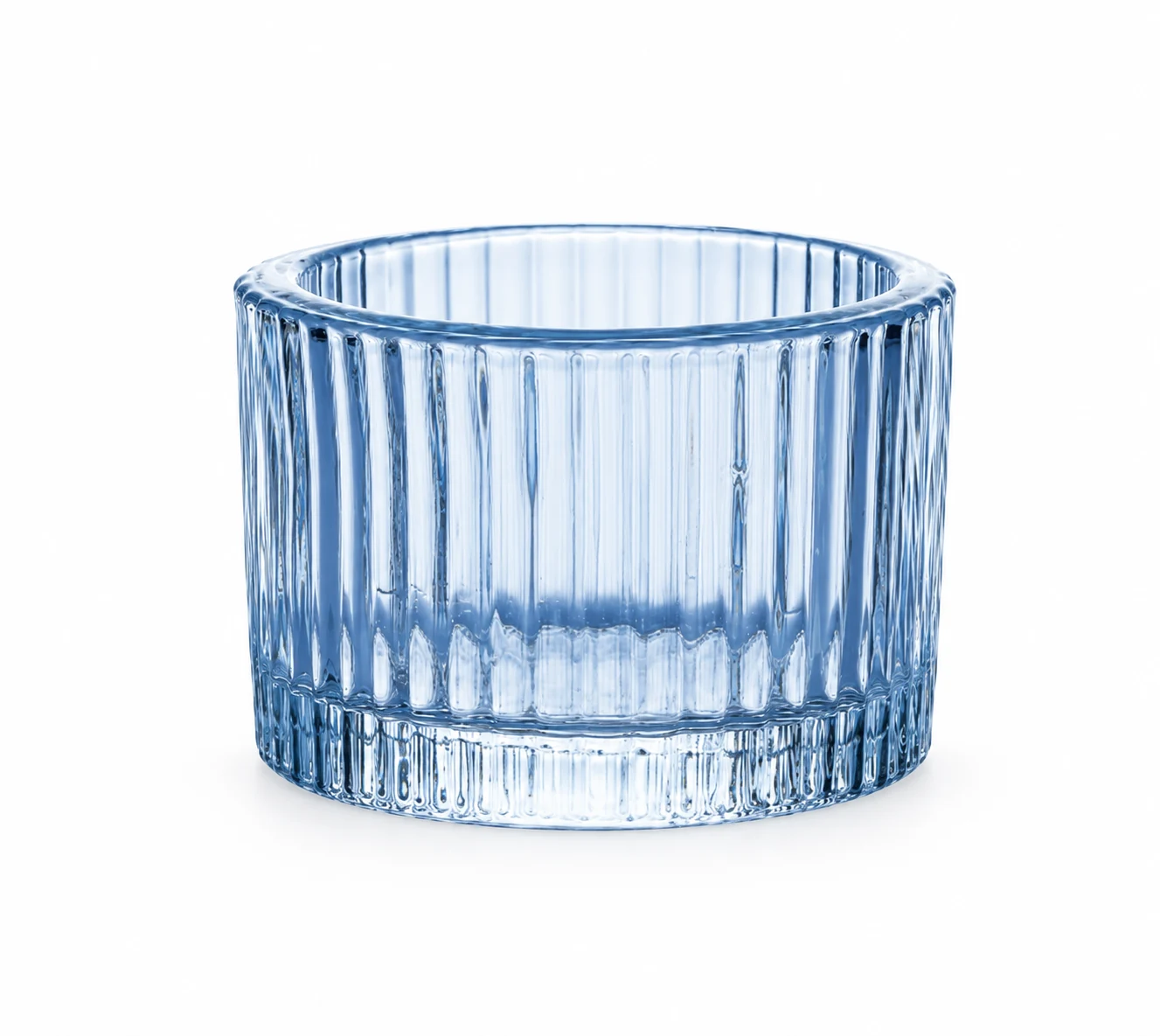 Ribbed Round Glass Candle Holder - VSS-CH-07 — blue